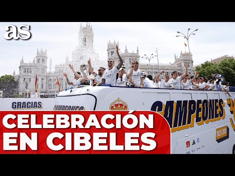 FIESTA COMPLETA CIBELES REAL MADRID CAMPEÓN LIGA | Show ANCEELOTTI, BELLINGHAM, VINICIUS...
