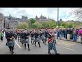 Marching Pipe Bands over Waverley Bridge in Edinburgh during the 2026 Tartan Parade in Scotland