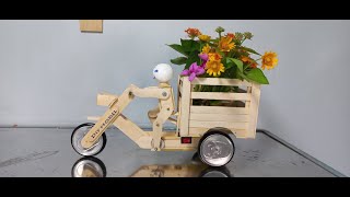 Make a flower tricycle with ice cream stikhs diy / DIY MODEL