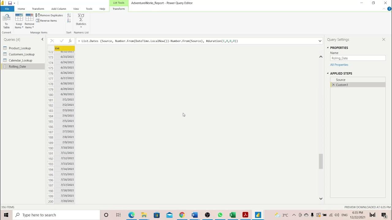 A7 إنشاء تقويم متجدد في بور كويري Creating a Rolling Calendar in