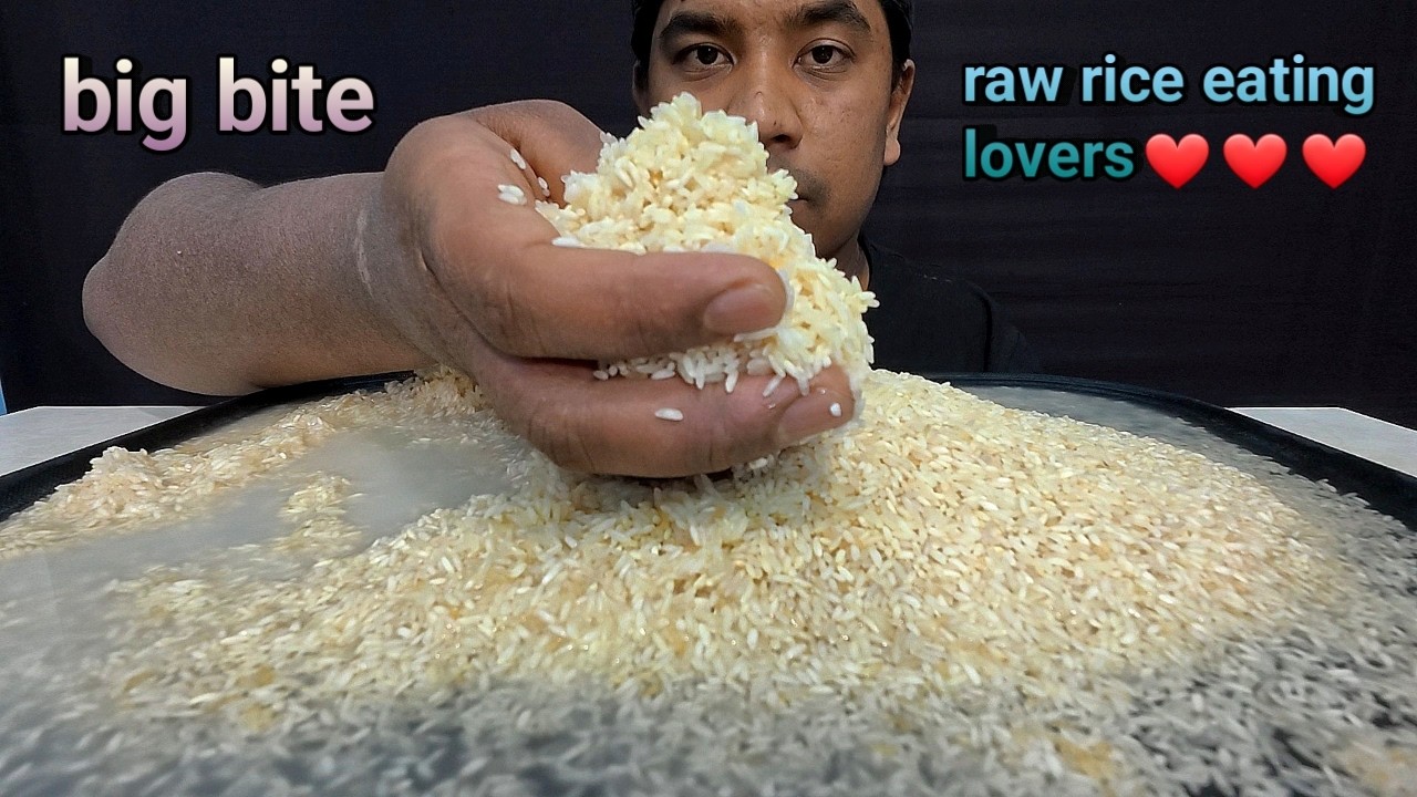 Water Rice Eating HARD RAW RICE & WATER EATING VIDEOS WITH HAND ️ ️ ️ | RAW RICE EATING ...