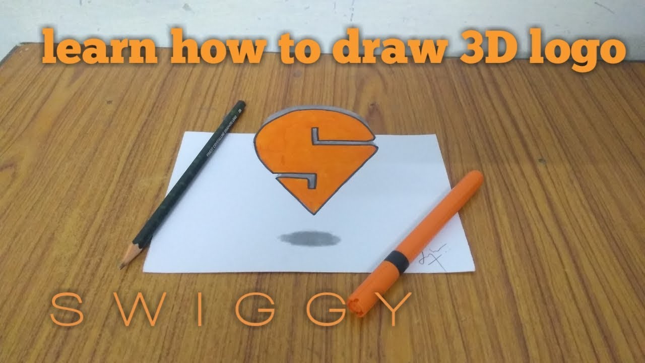 How to draw Swiggy logo in 3D | 3D drawing | Chand ART