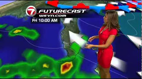 WSVN Weather Julie Durda Red Zipper Dress