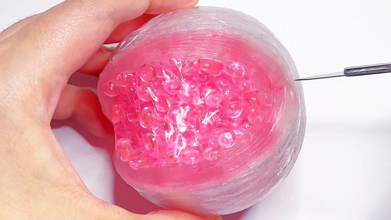 ASMR Tape Ball Cutting, Cure Mystique Tape Ball, Pink Flat Bead