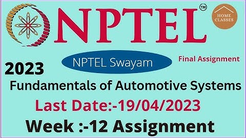 NPTEL// Fundamentals of Automotive Systems //Week- 12 // Assignment Week-12 //@educationwallah7735