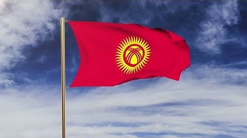 4K Kyrgyzstan flag with cloud waving in the wind. Green screen, alpha matte. Loopable animation