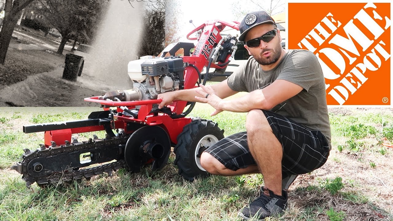 Home Depot Trencher Rental Review Hit My Water Main Youtube