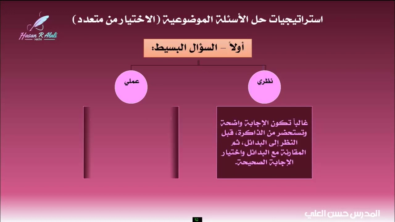 استراتيجيات وطرائق ومهارات حل الأسئلة الموضوعية (الاختيار من متعدد) أو ما يسمى الأسئلة المؤتمتة.