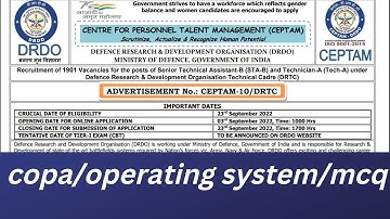 COPA WINDOWS OPERATING SYSTEM  M.C.Q/DRDO/NPCIL/CITS/TRADE THEORY
