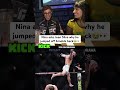 Nina Drama asks UFC fighter Jean Silva why he jumped off Arnolds back😭👀