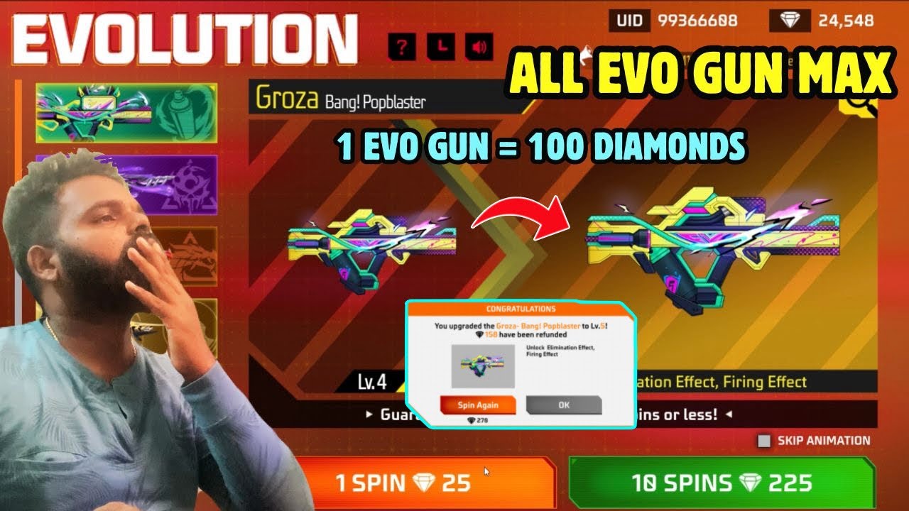 🤑 FF Evolution event spin tamil 🤑 All Evo guns max in 100 diamonds 😍 ...