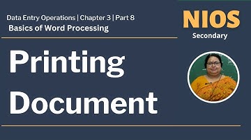 NIOS Secondary - Data Entry Operations  - Chapter - 3 - Basics of Word Processing