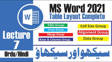 MS Word Full 2021 Course in Urdu Hindi | MS Word Table Layout Tab Lecture 7 | Free Online Course