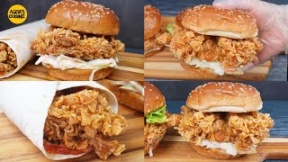 Perfect Fried Chicken Zinger Burger & Shawarma/ Wrap Recipe at home with how to store in freezer KFC