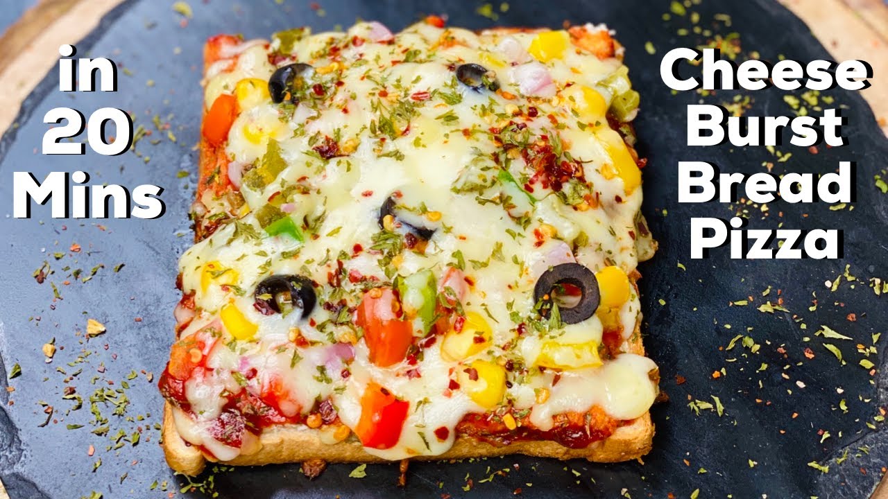 Cheese Burst Bread Pizza - Dominos Style | Ready in 20 mins | Bread Pizza On Tawa | Flavourful Food