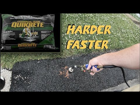 QUIKRETE ASPHALT REPAIR HACK!! SPEED UP THE HARDENING TIME TREMENDOUSLY!!!