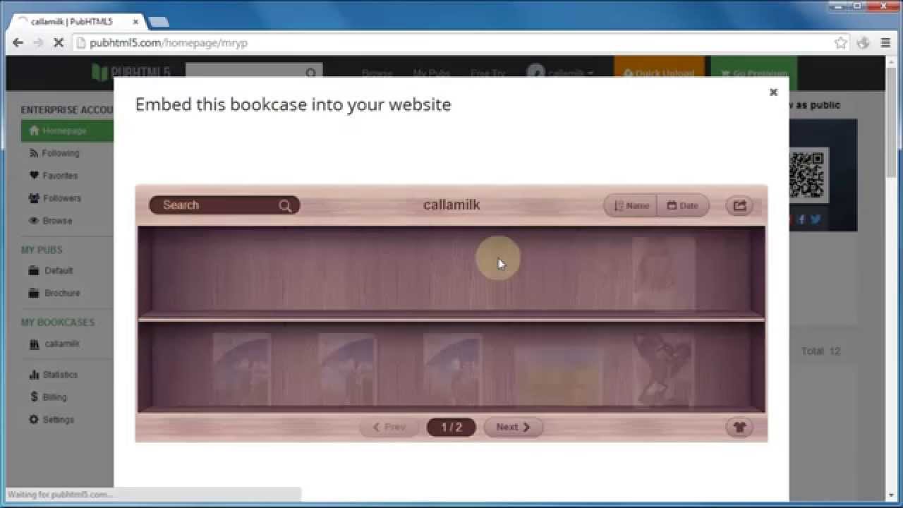 PUB HTML5 Tutorial: Embed Online Bookcase to Webpage Easily