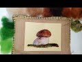 Painting with wool mushroom  needle felting 2d picture  beginner friendly