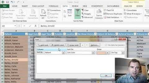 Excel Video 382 Sorting by Color in Tables