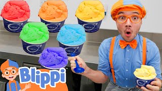 Rainbow Ice Cream Making with Blippi! | Learning Fun Yummy Food | Educational Videos For Kids