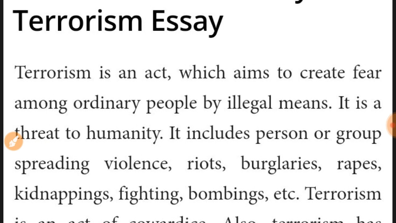 Essay on terrorism in english