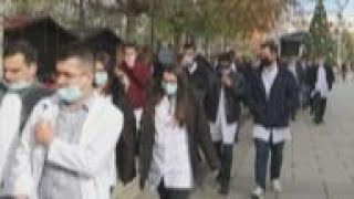 Kosovo health care workers strike over wages