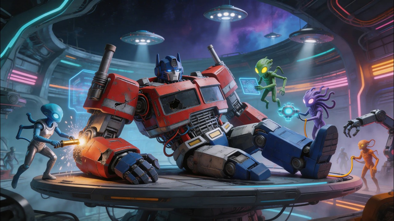 Broken Optimus Prime in Alien UFO Factory | Extreme Rebuild - YouTube