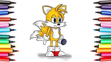 How To Draw FNF MOD Character - Tails Easy Step by Step