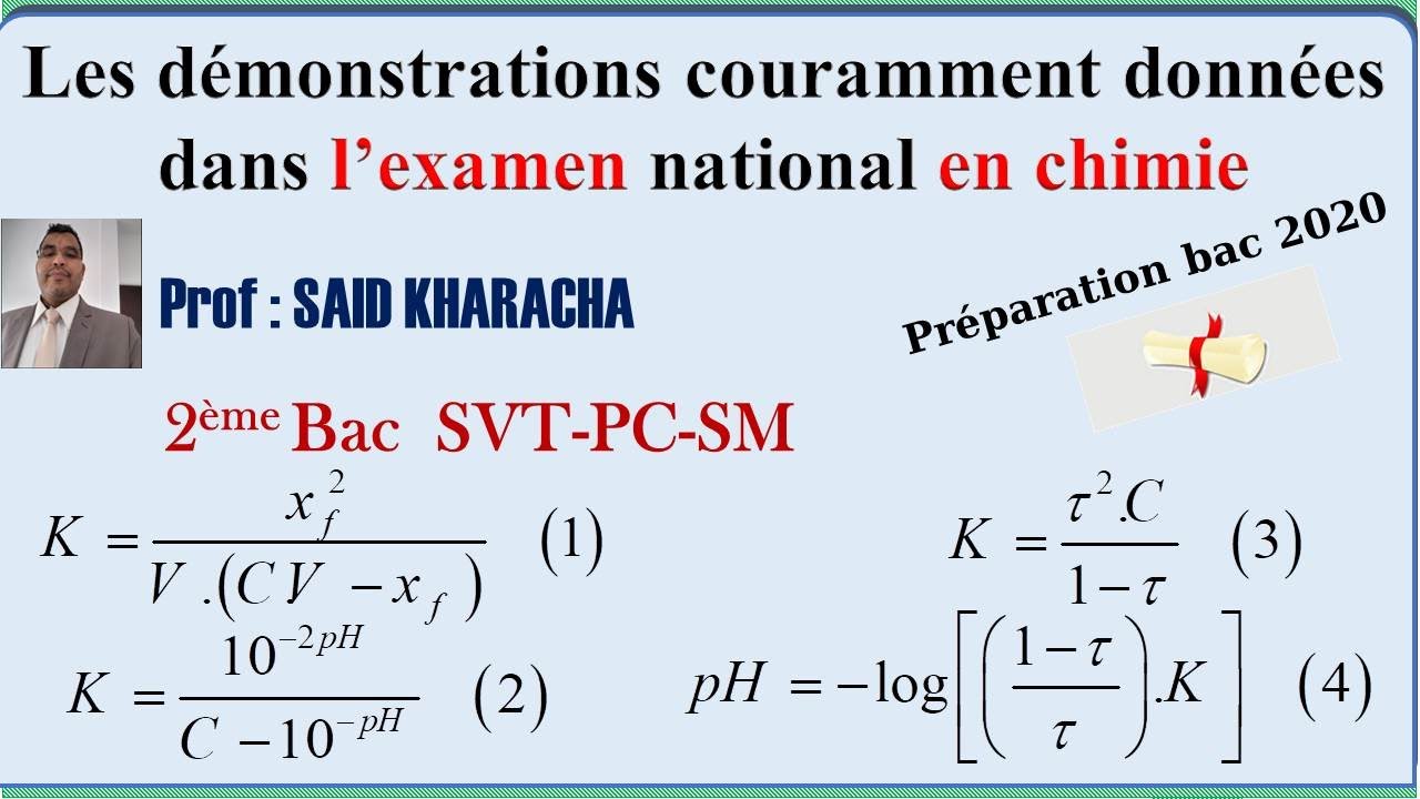 Les démonstrations couramment données dans l'examen national en chimie