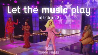 RPDR AS3 but it's the queens dancing at the end of every episode (LET THE MUSIC PLAY!)