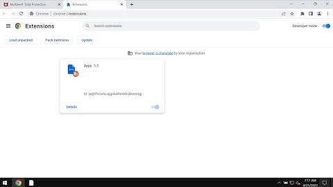 Apps 3.5 extension Managed by Your Organization removal.