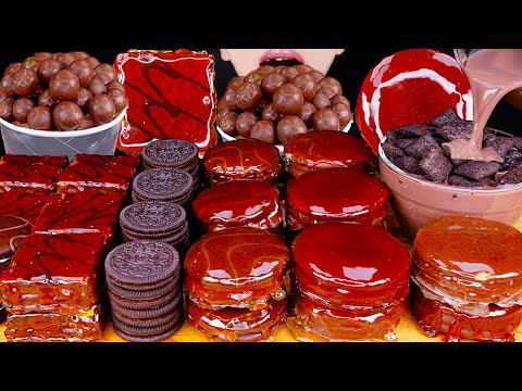 ASMR TANGHULU CHOCOLATE MILK MAGNUM ICE CREAM OREO NUTELLA DESSERT MUKBANG먹방チョコレート 咀嚼音 EATING SOUNDS