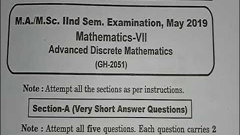 M.A/M.Sc 2nd Sem. Mathematics (Advanced Discrete Mathematics) 2019 CCS UNIVERSITY