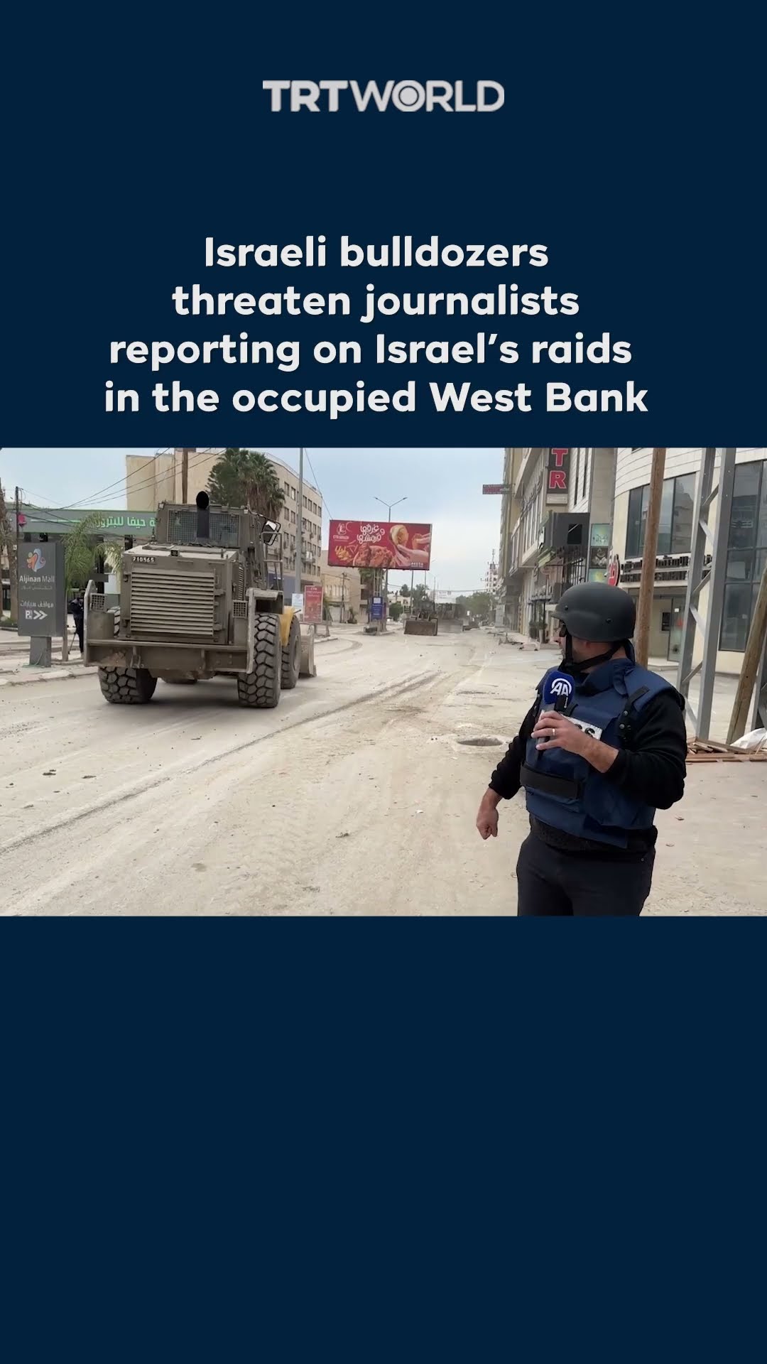Israeli soldiers harass journalists by driving bulldozers toward them