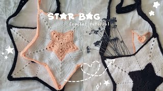 Crochet star shape bag l tutorial ✰