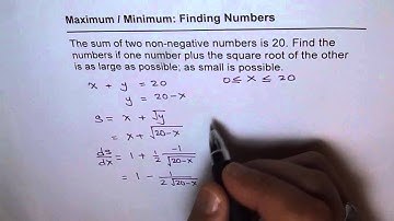 2  Calculus Maximum Minimum Numbers Sum with Square Root