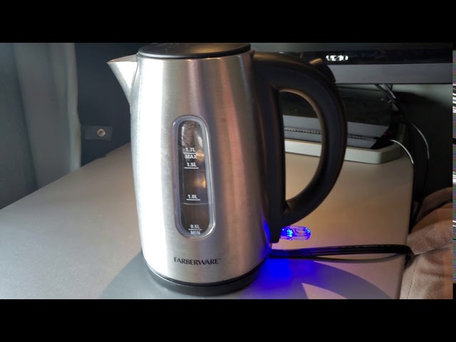 Farberware Stainless Steel 1.7 Liter Electric Tea Kettle, Silver, Cordless  