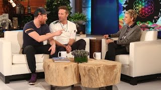 Two members of Coldplay, Chris Martin and Johnny Buckland, told Ell...