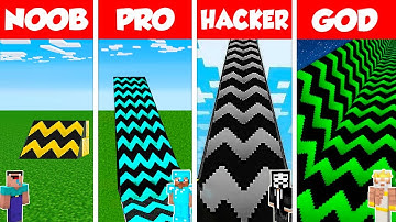 Minecraft Battle: NOOB vs PRO vs HACKER vs GOD: SUPER RAMP SPRINGBOARD BUILD CHALLENGE / Animation