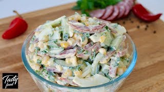 Салат "Краковский" с Колбаской за Считанные Минуты! Салат "Краковский" с Колбаской за Считанные Минуты!