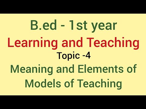 Models Of Teaching - Meaning And Elements | Topic - 4 | Learning And Teaching | B.ed