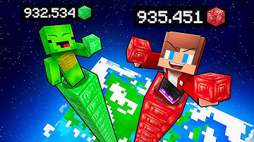 JJ and Mikey: RUBY vs EMERALD Tower Battle in Minecraft - Maizen