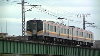 2015/8/13　E129系越後線　信濃川橋梁　警笛あり