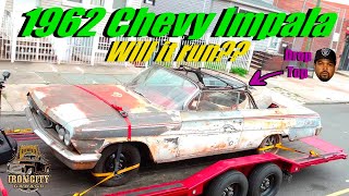 Abandoned 1962 Chevy Impala Convertible . Will it run after 50 years? Undercover in New Jersey.