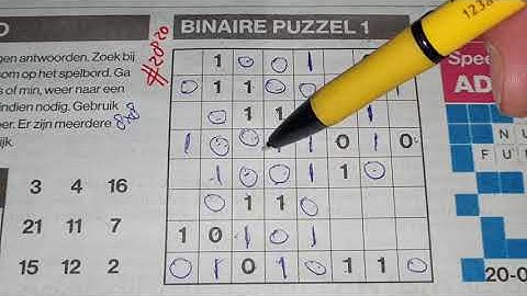 Thursday. Bonus Extra edition (#2820) Binary01 Sudoku puzzle. 05-20-2021 Extra part 3 of 4