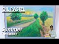 Oil Pastel Drawing - A Composition on Summer | step by step | Supriyo
