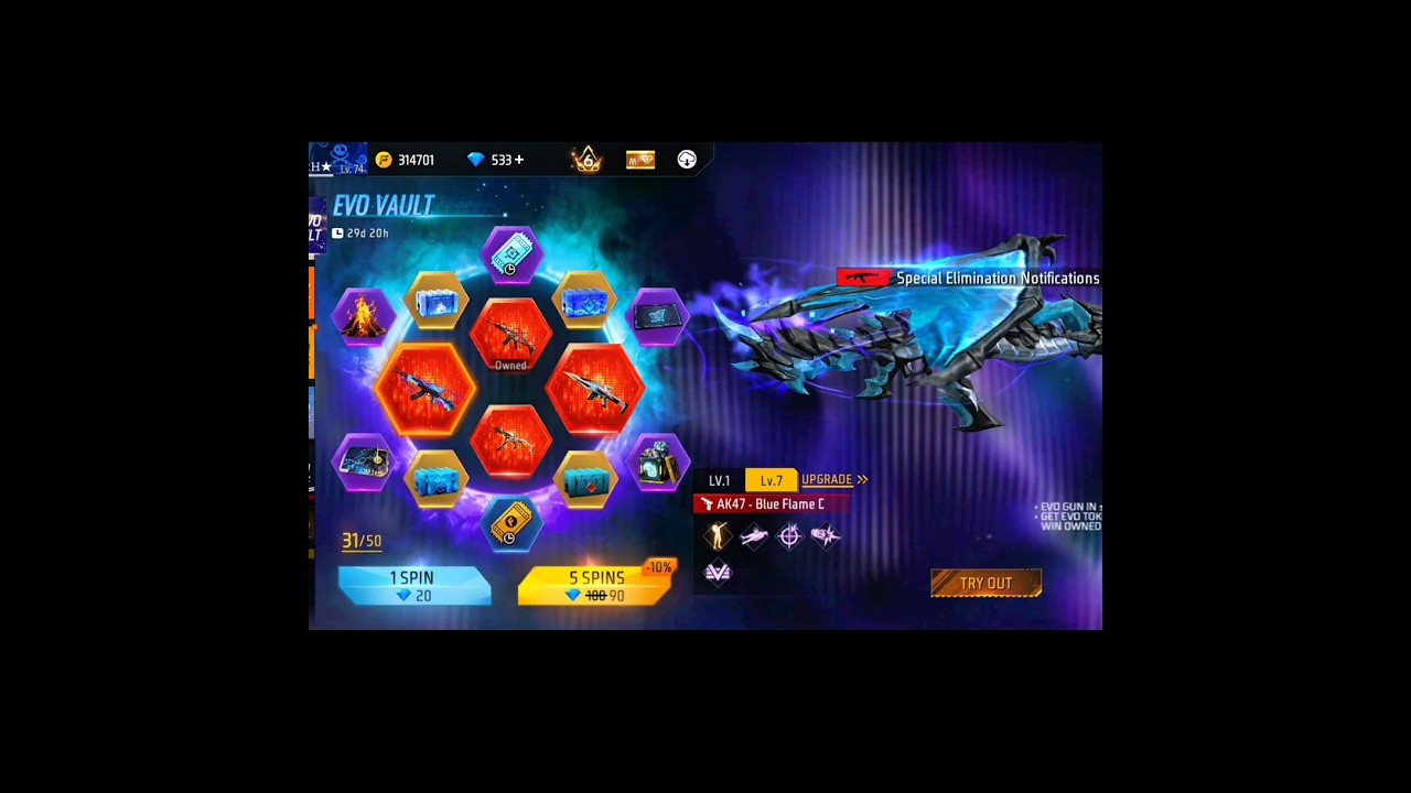 New Evo Vault Event Free Fire | Blue Flame Draco AK Return 