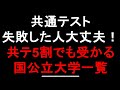 共通テストボーダー5割の国公立大学一覧！【45-55%】共通テスト失敗した人も大丈夫！【偏差値】