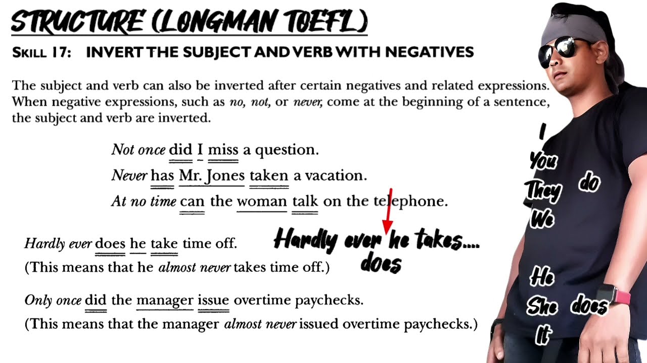 Structure Skill 17 (Longman TOEFL) Invert The Subject And Verb With Negatives