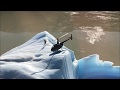 Helicopter flight at patagonia robinson r44 on top of glacier 